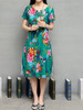 Casual Floral Printed Round Neck Slit Pocket Shift Dress Casual Floral Printed Round Neck Slit Pocket Shift Dress