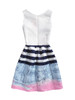 Casual Round Neck Lovely Cartoon Printed Striped Skater Dress