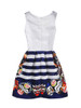 Casual Round Neck Cartoon Striped Skater Dress