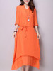Casual V-Neck Asymmetric Hem Plain Double Layer Maxi Dress
