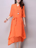 Casual V-Neck Asymmetric Hem Plain Double Layer Maxi Dress