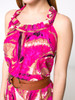 Casual Ruffle Trim Round Neck Printed Chiffon Belt Maxi Dress