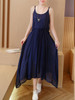 Casual Round Neck Asymmetric Hem Color Block Two-Piece Maxi Dress