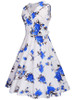 Casual Shawl Collar Belt Retro Style Floral Printed Skater Dress