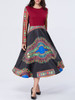 Casual Tribal Printed Color Block Round Neck Skater Dress Casual Tribal Printed Color Block Round Neck Skater Dress