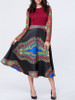 Casual Tribal Printed Color Block Round Neck Skater Dress Casual Tribal Printed Color Block Round Neck Skater Dress