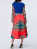Casual Tribal Printed Color Block Round Neck Skater Dress Casual Tribal Printed Color Block Round Neck Skater Dress