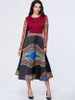 Casual Tribal Printed Color Block Round Neck Skater Dress Casual Tribal Printed Color Block Round Neck Skater Dress