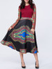 Casual Tribal Printed Color Block Round Neck Skater Dress Casual Tribal Printed Color Block Round Neck Skater Dress