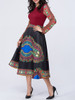Casual Tribal Printed Color Block Round Neck Skater Dress Casual Tribal Printed Color Block Round Neck Skater Dress