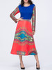 Casual Tribal Printed Color Block Round Neck Skater Dress Casual Tribal Printed Color Block Round Neck Skater Dress