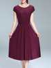 Casual Round Neck Elastic Waist Plain Simple Maxi Dress