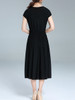 Casual Round Neck Elastic Waist Plain Simple Maxi Dress