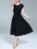 Casual Round Neck Elastic Waist Plain Simple Maxi Dress