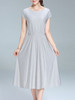 Casual Round Neck Elastic Waist Plain Simple Maxi Dress