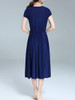 Casual Round Neck Elastic Waist Plain Simple Maxi Dress