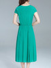 Casual Basic Designed Round Neck Elastic Waist Plain Maxi Dress