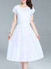 Casual Basic Designed Round Neck Elastic Waist Plain Maxi Dress