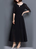 Casual Round Neck Keyhole Plain Chiffon Maxi Dress With Tie Sleeve