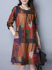 Casual Colorful Color Block Round Neck Pocket Shift Dress