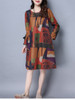 Casual Colorful Color Block Round Neck Pocket Shift Dress