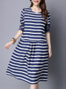 Casual Round Neck Striped Nifty Skater Dress