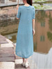 Casual Embroidery Plain Half Sleeve Round Neck Maxi Dress
