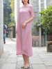 Casual Embroidery Plain Half Sleeve Round Neck Maxi Dress
