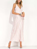 Casual Spaghetti Strap Slit Vertical Striped Maxi Dress