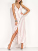 Casual Spaghetti Strap Slit Vertical Striped Maxi Dress