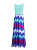 Casual Color Block Zigzag Striped Round Neck Maxi Dress