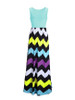 Casual Color Block Zigzag Striped Round Neck Maxi Dress