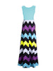 Casual Color Block Zigzag Striped Round Neck Maxi Dress