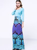 Casual Printed Tribal Designed Round Neck Maxi-Dre