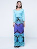 Casual Printed Tribal Designed Round Neck Maxi-Dre