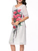 Casual Split Neck Floral Printed Half Sleeve Shift Dress