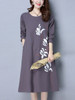 Casual Loose Round Neck Pocket Printed Shift Dress Casual Loose Round Neck Pocket Printed Shift Dress
