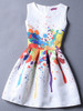 Casual Round Neck Multi-Color Printed Skater Dress Casual Round Neck Multi-Color Printed Skater Dress