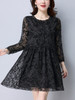 Casual Round Neck Hollow Out Plain Shift Dress