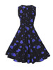 Casual Sweet Heart Pleated Bodice Heart Printed Skater Dress