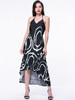 Casual High-Low Halter Backless Printed Maxi Dress