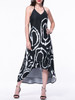 Casual High-Low Halter Backless Printed Maxi Dress