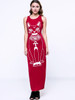 Cat Printed Trendy Round Neck Maxi-Dre