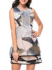 Casual Tie Collar Bowknot Color Block Layered Shift Dress