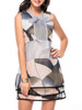 Casual Tie Collar Bowknot Color Block Layered Shift Dress