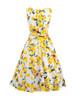 Casual Boat Neck Fruit Floral Printed Skater Dress