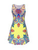 Casual Round Neck Excellent Tribal Printed Shift Dress
