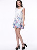 Casual Floral Butterfly Printed Round Neck Mini Shift Dress