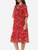 Casual Floral Printed Round Neck Maxi Half Sleeve Dress