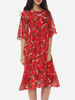 Casual Floral Printed Round Neck Maxi Half Sleeve Dress